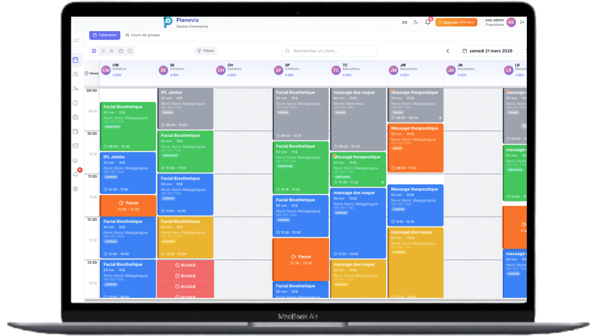 Planevia — tableau de bord